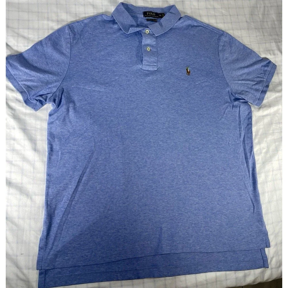 Polo Ralph Lauren Shirt XL Blue Pima Soft Touch Short Sleeve Cotton Polo Mens